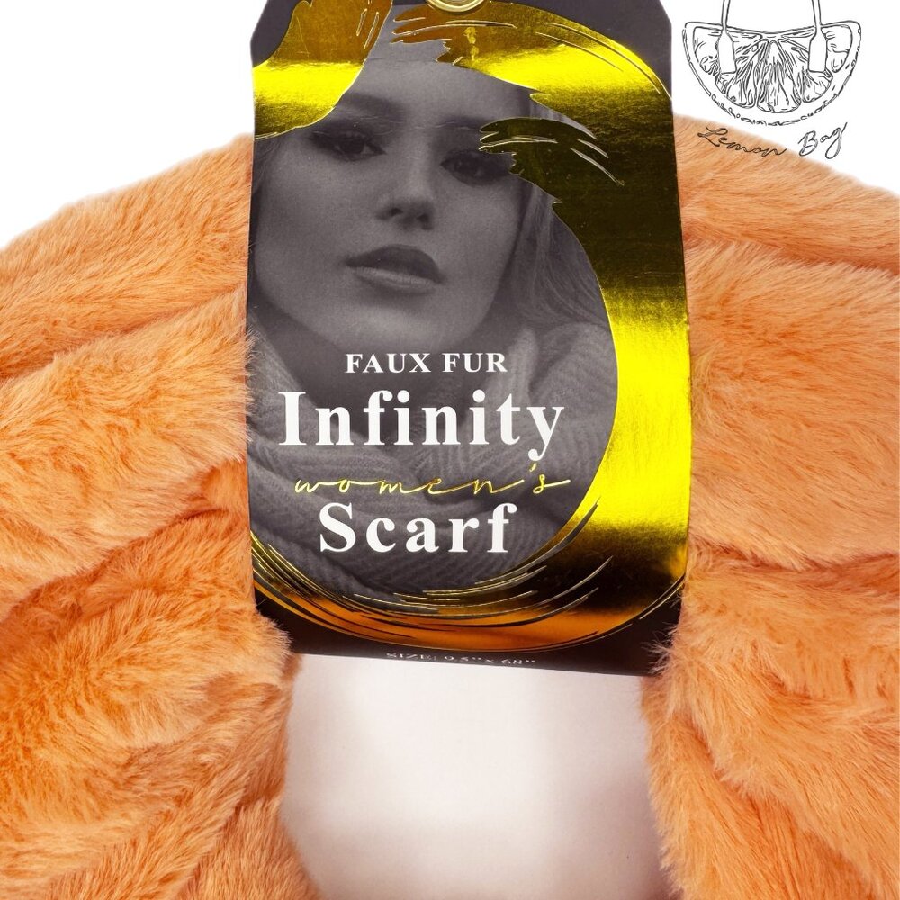 Blue Star / Infinity Faux Fur Scarf / NWT / Coral Peach Color - Picture 2 of 3